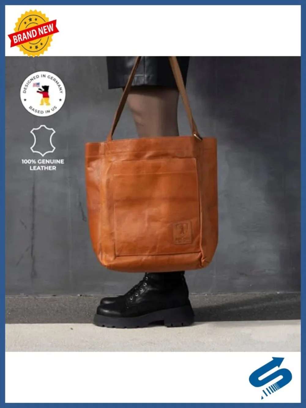 Genuine Leather Tote Bag for Women Large Handbag Detachable Pouch Fits 13